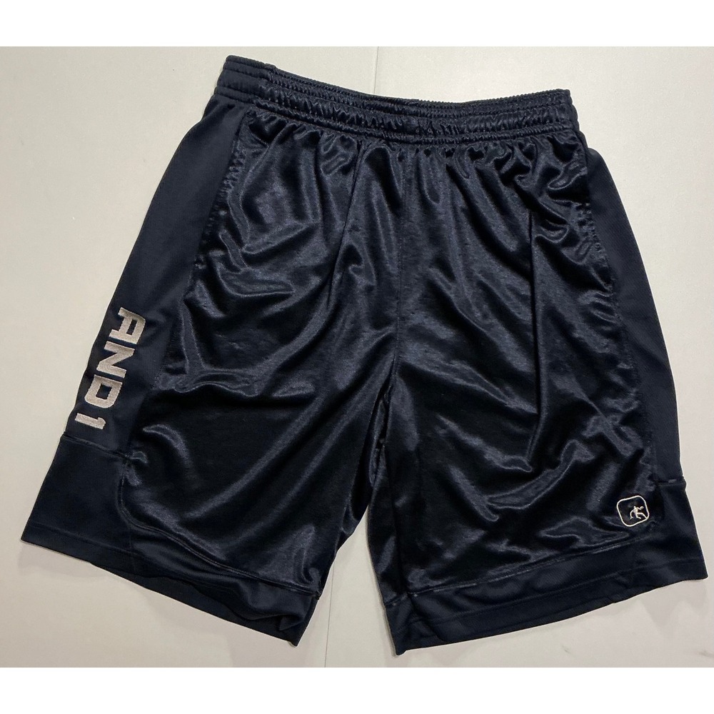 VTG Y2K AND1 Dazzle Smooth Shiny Silky Basketball Shorts Mens XL Black Mesh